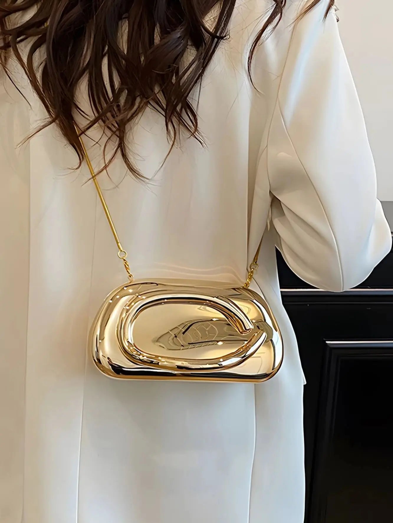 pochette sac mariage dore