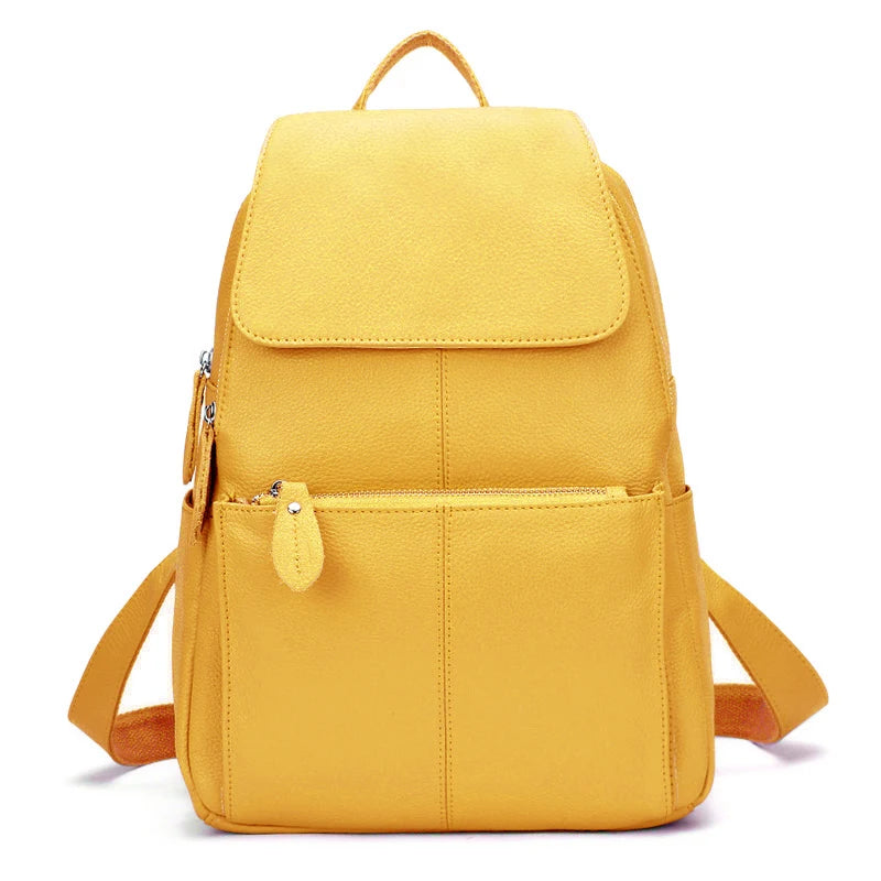 sac a dos jaune pour femme en cuir 