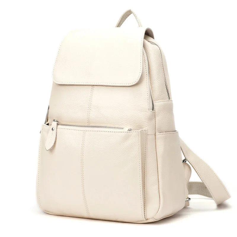 sac a dos pour femme en cuir creme
