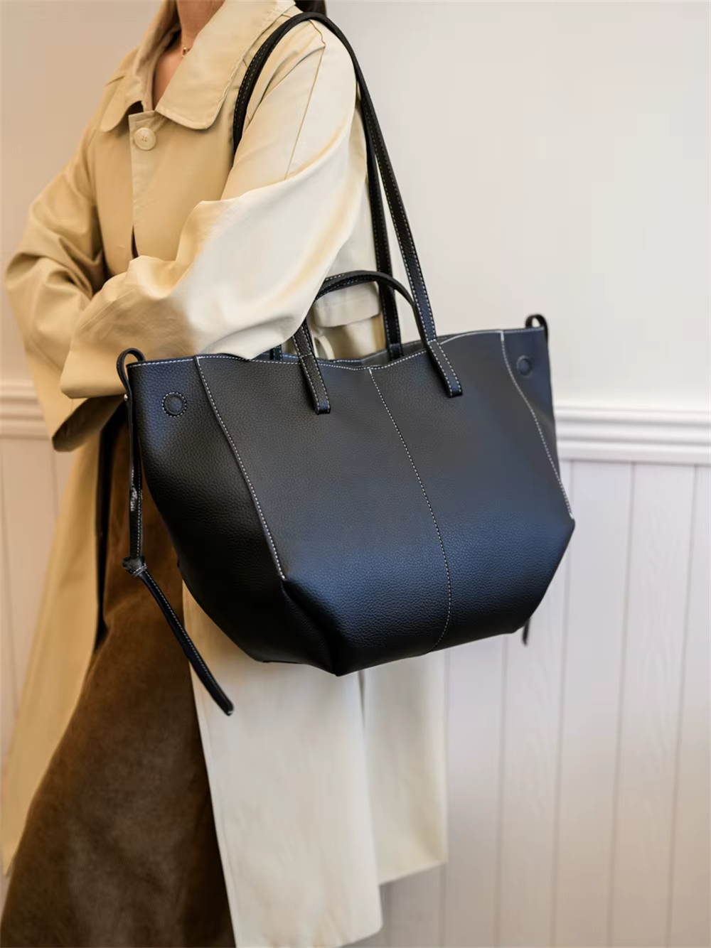 sac cabas noir porte epaule