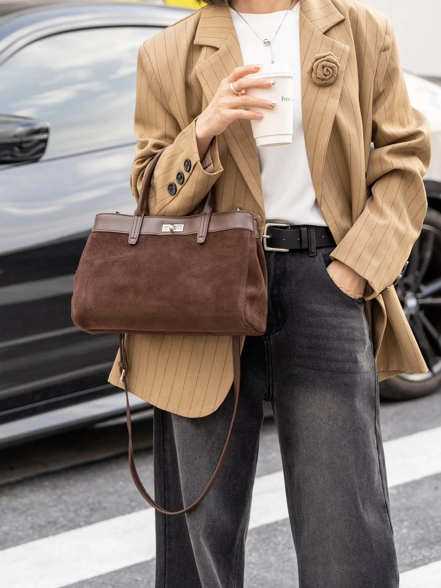 sac a main cuir daim