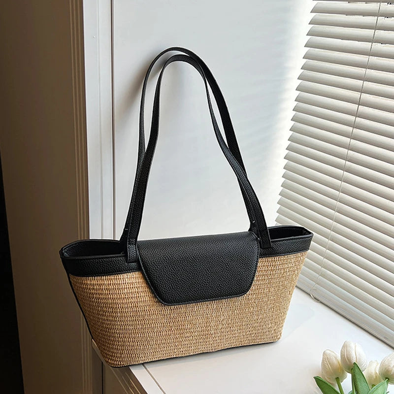sac a main paille et cuir