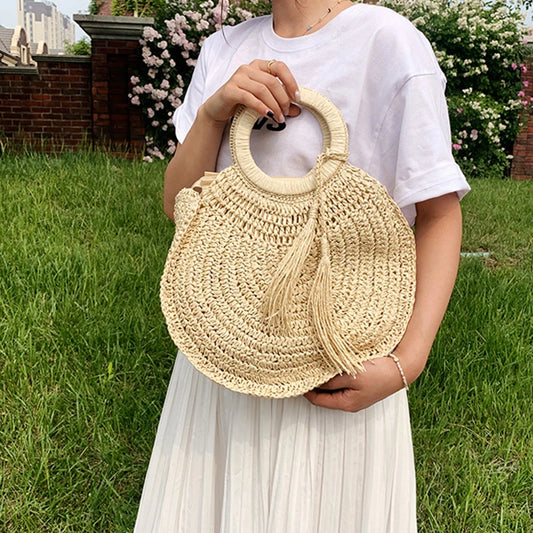 sac a main panier en paille beige