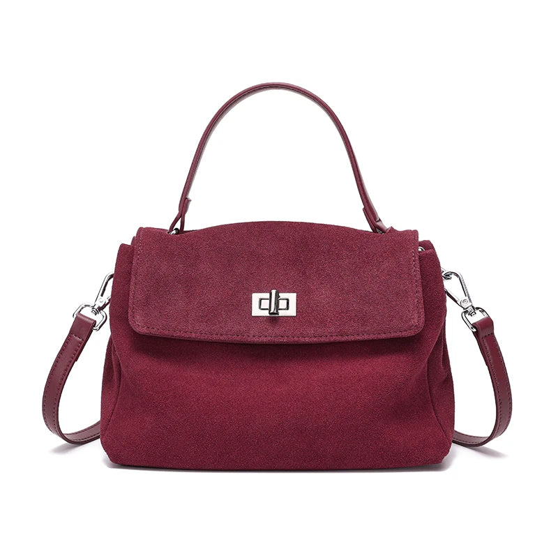 sac a main rouge en suede