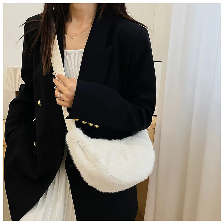 sac banane bandouliere fausse fourrure