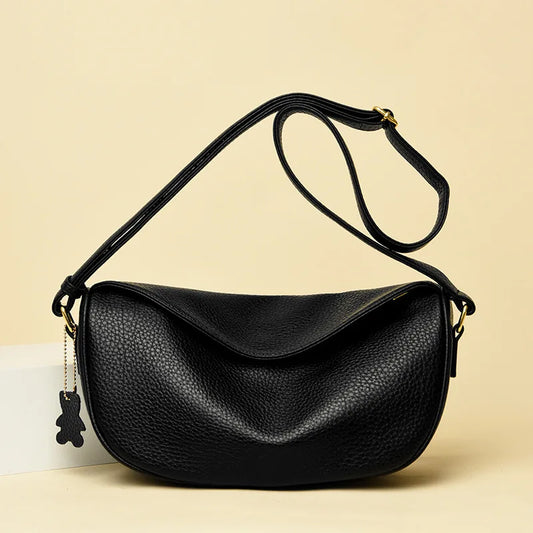 sac banane chic en cuir noir
