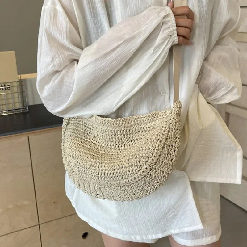 sac banane en paille porte