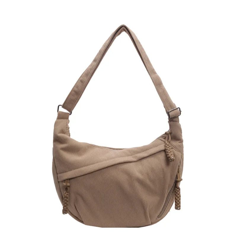 sac banane en velours cotele beige