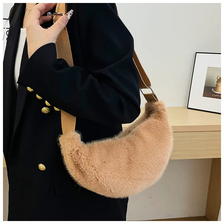 sac banane fausse fourrure porte epaule