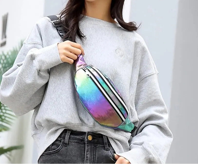 sac banane femme metallise bandouliere