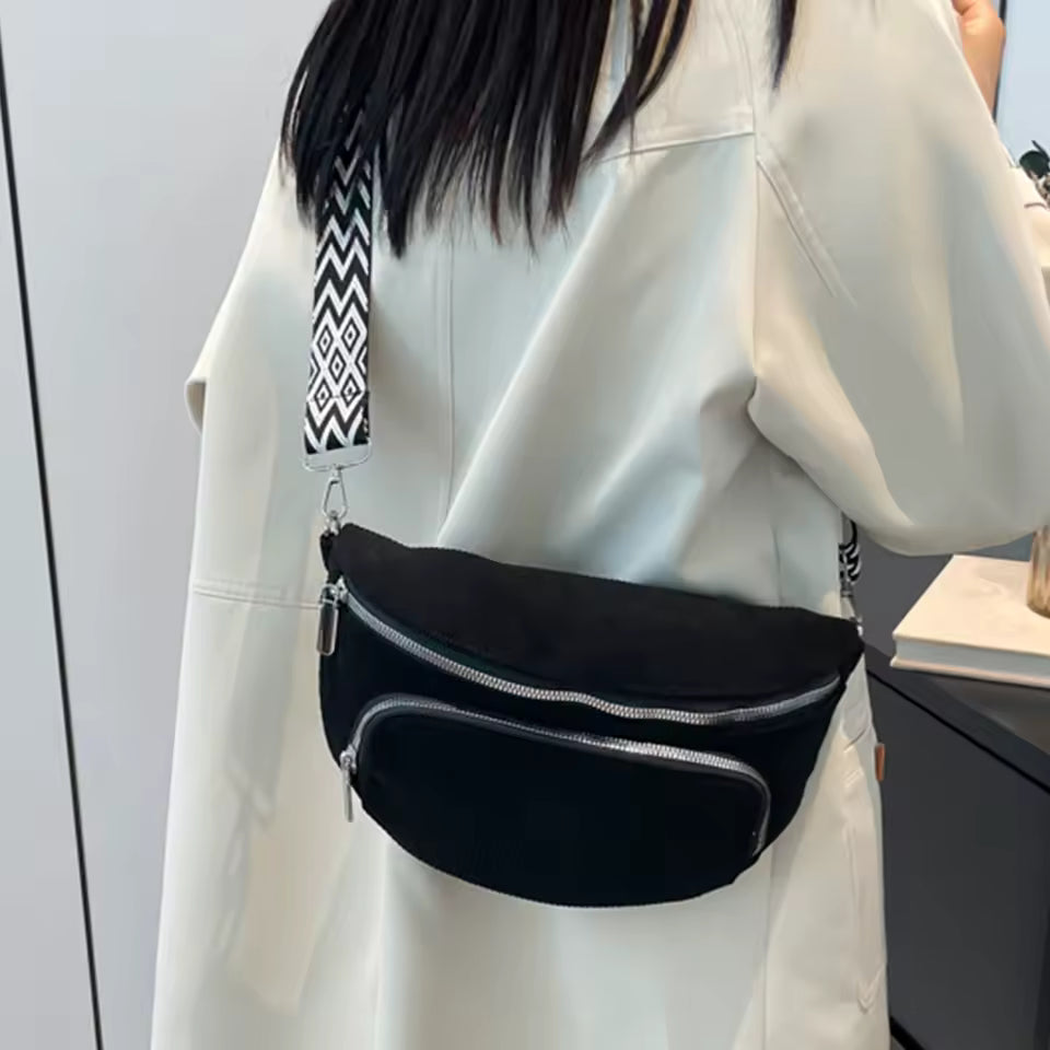 sac banane femme raffinee en velours noir