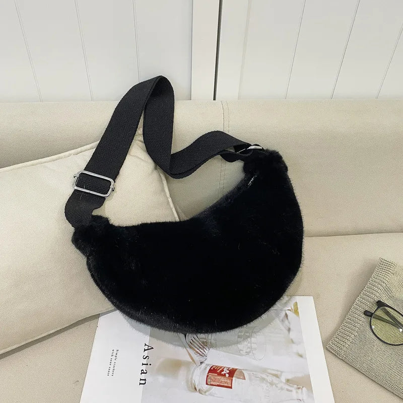 sac banane fourrure noir