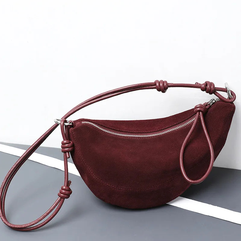 sac banane luxe daim bordeau