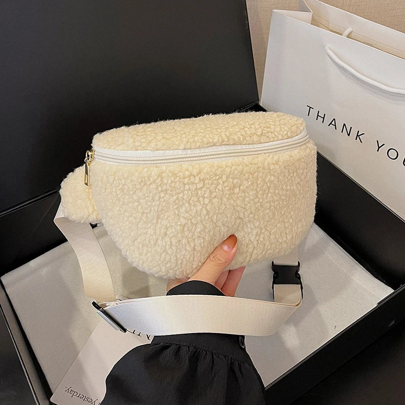 sac banane moumoute femme blanc