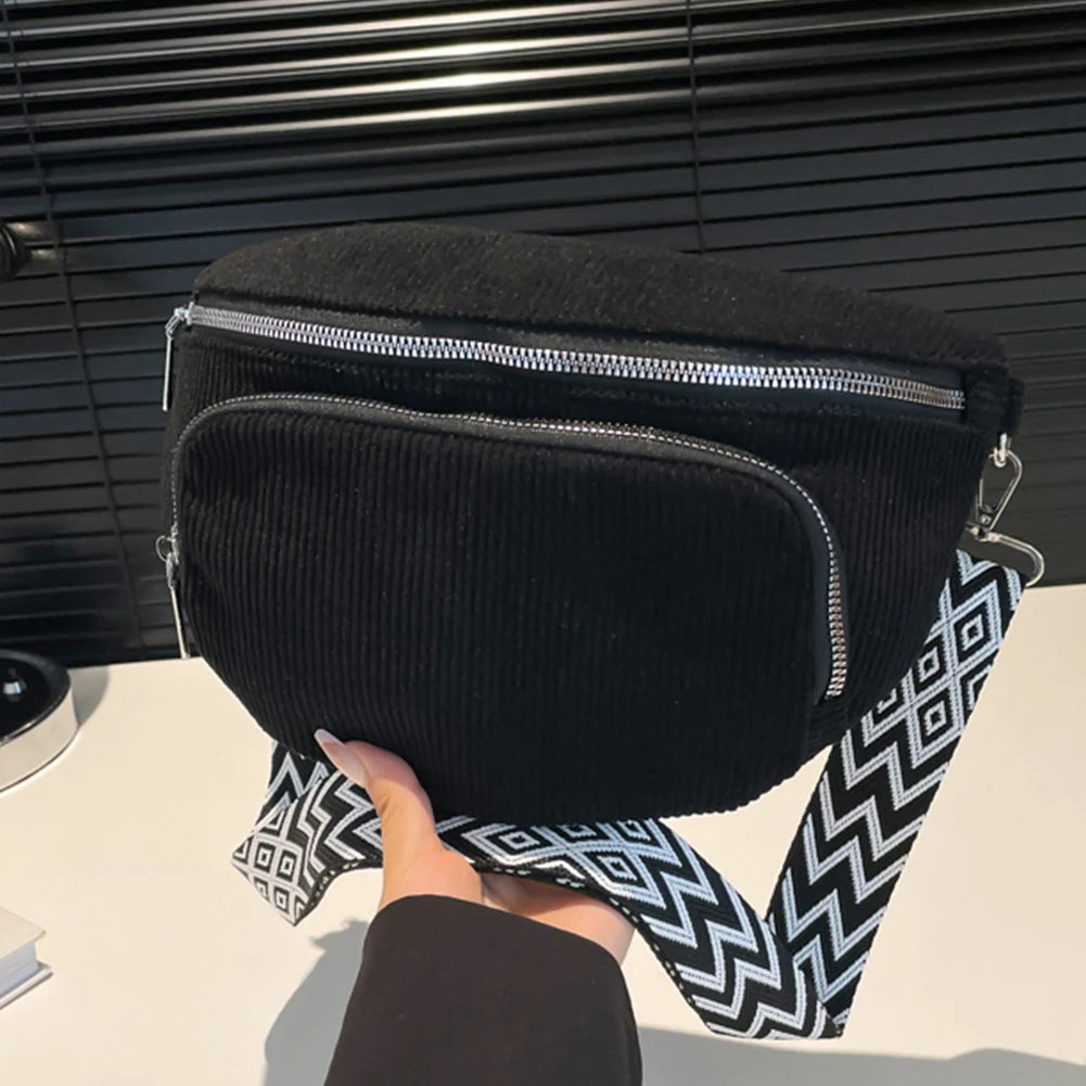 sac banane en velours noir