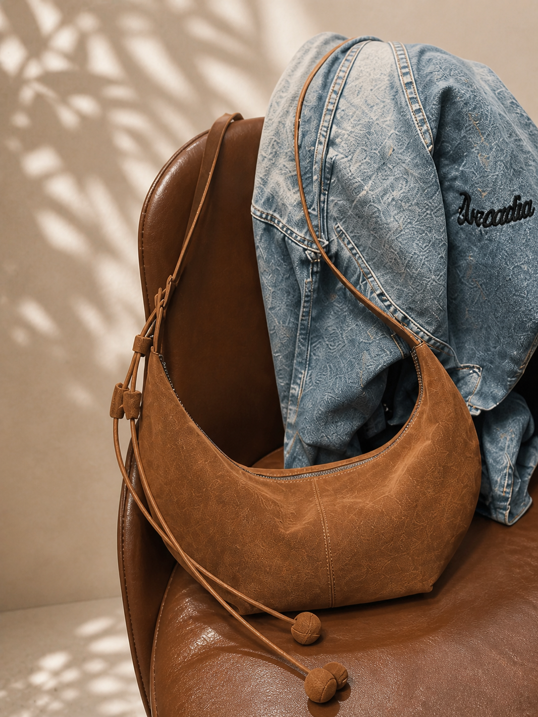 sac banane femme cuir suede camel