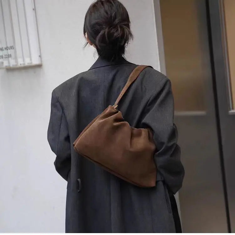 sac bandouliere daim cafe