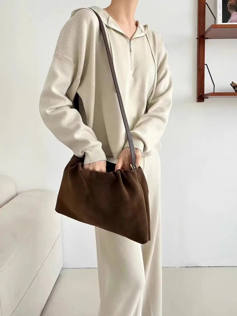 sac bandouliere en daim marron