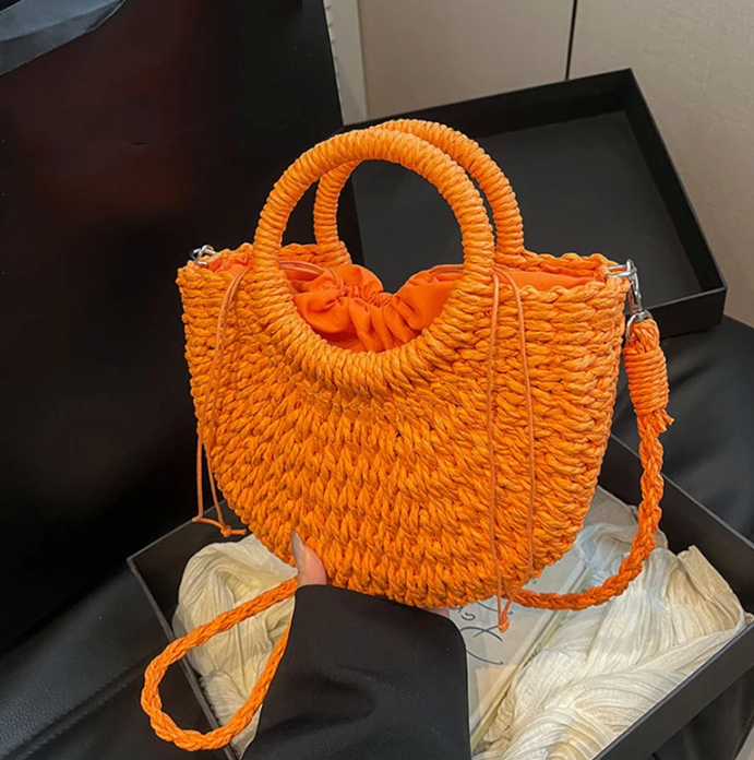 sac bandouliere en osier orange