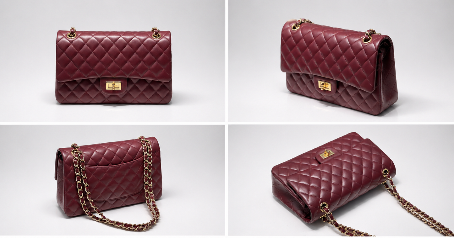 Sac Bandoulière Femme Moderne Cuir bordeau