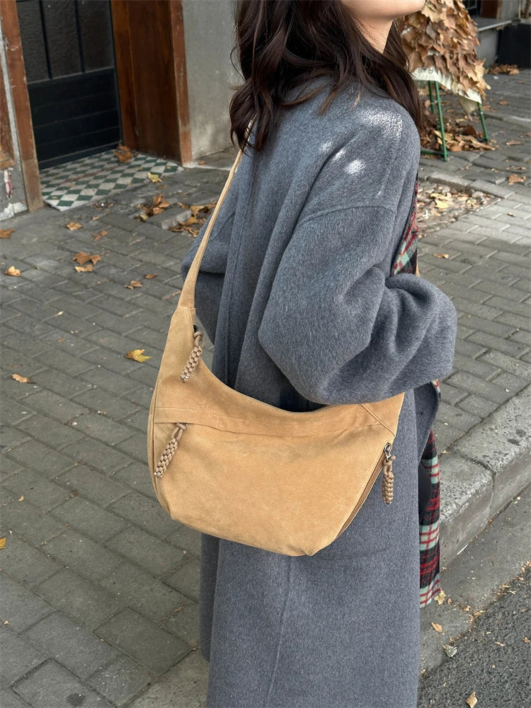 sac bandouliere en daim beige