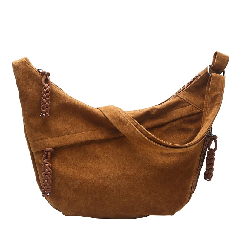 sac besace en daim camel chic
