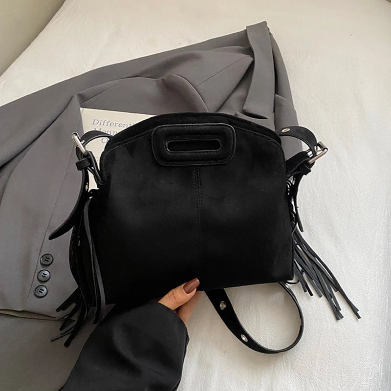 sac besace en suede noir