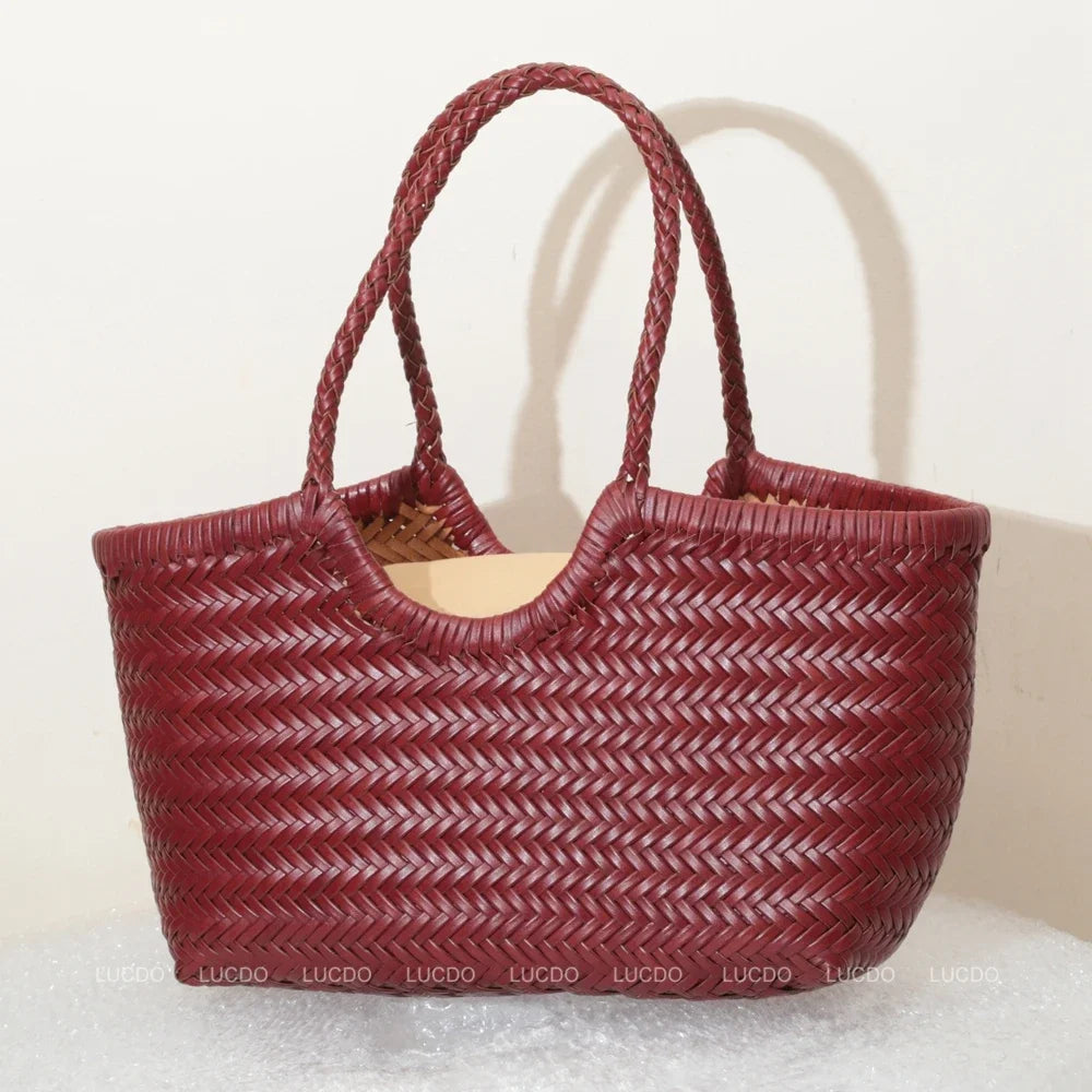 sac cabas en cuir tresse