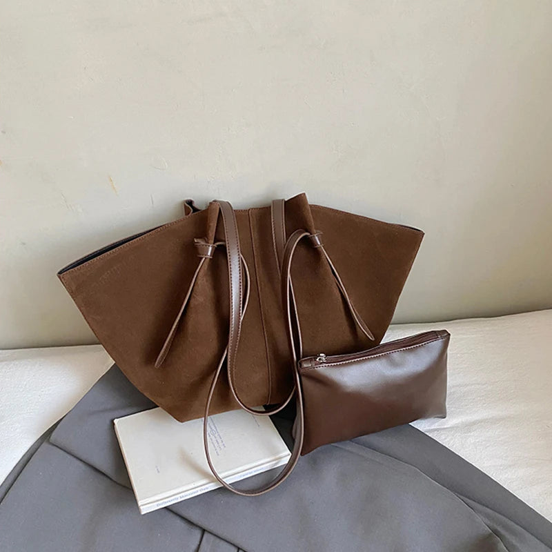 sac cabas en daim chocolat