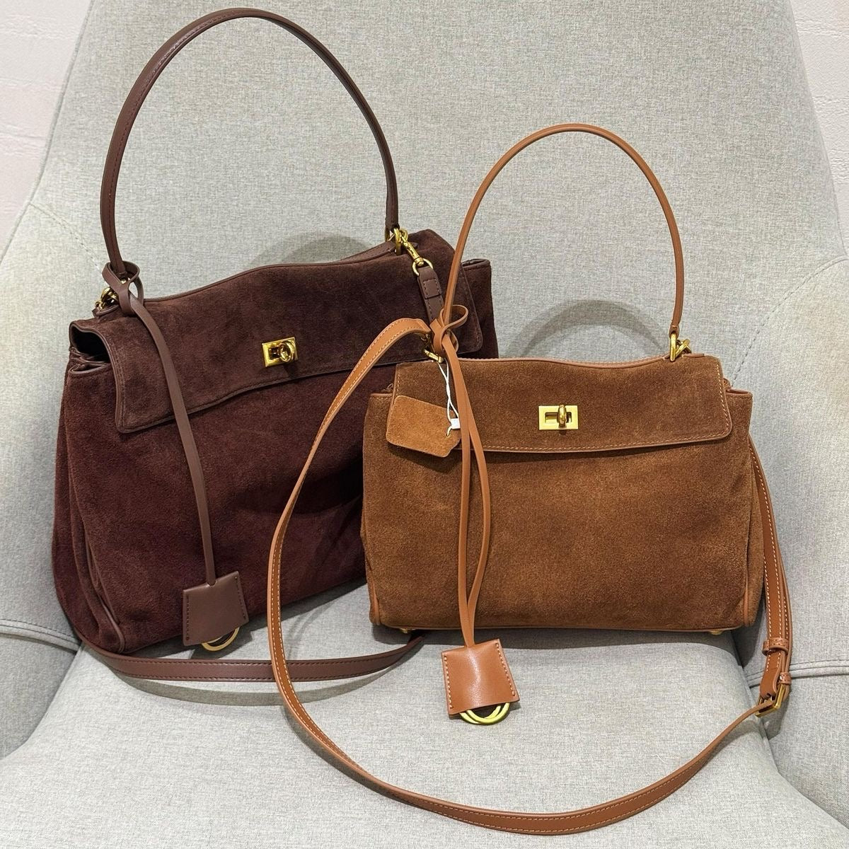 sac cabas en daim marron tendance