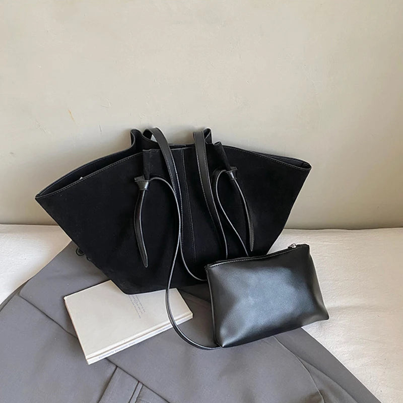 sac cabas en daim noir