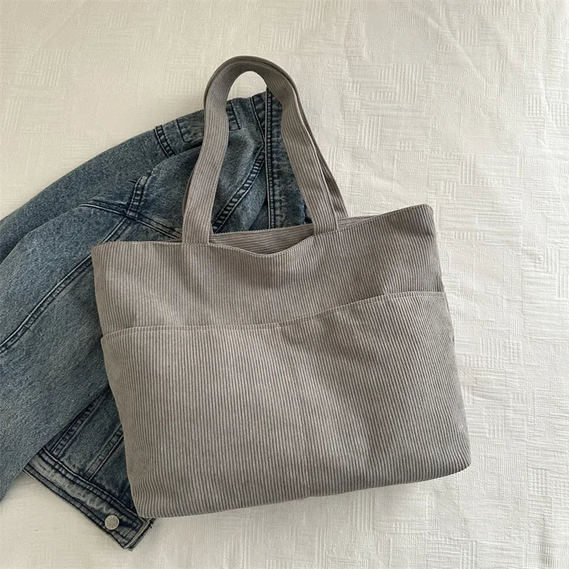 sac cabas en velours gris 