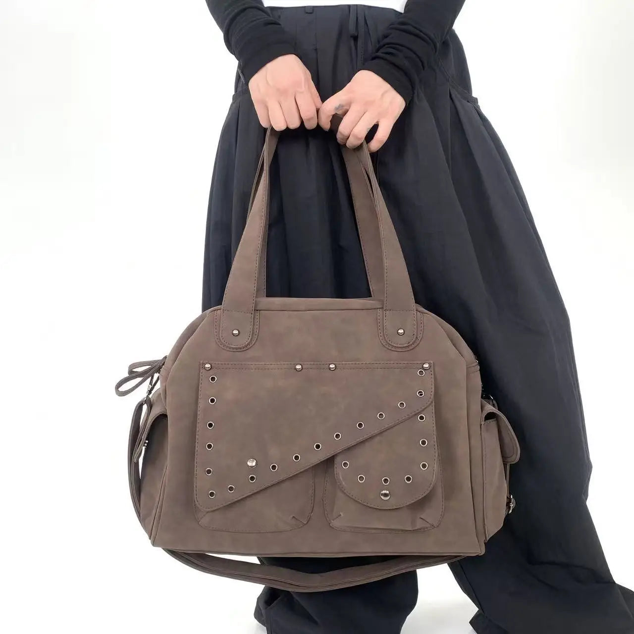 sac cabas fourre tout marron suédine