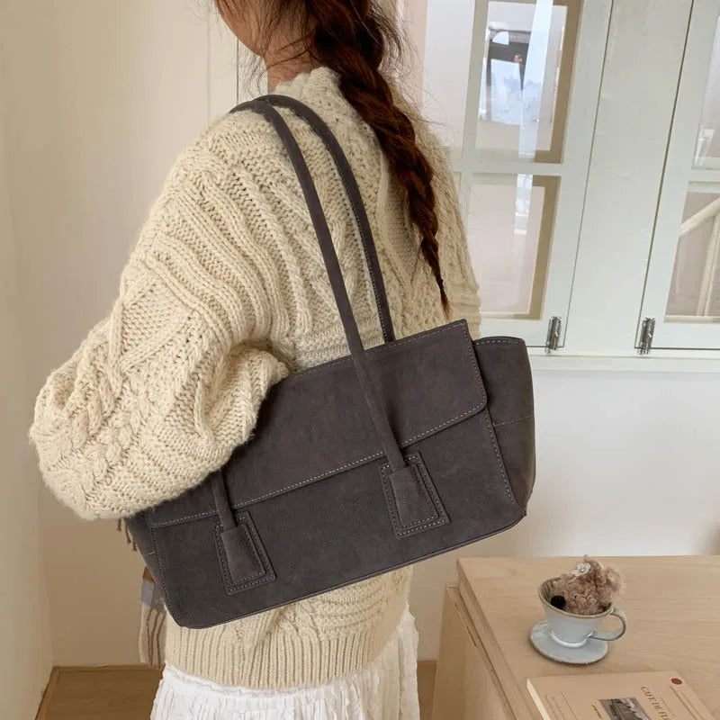 sac cabas porte epaule en daim