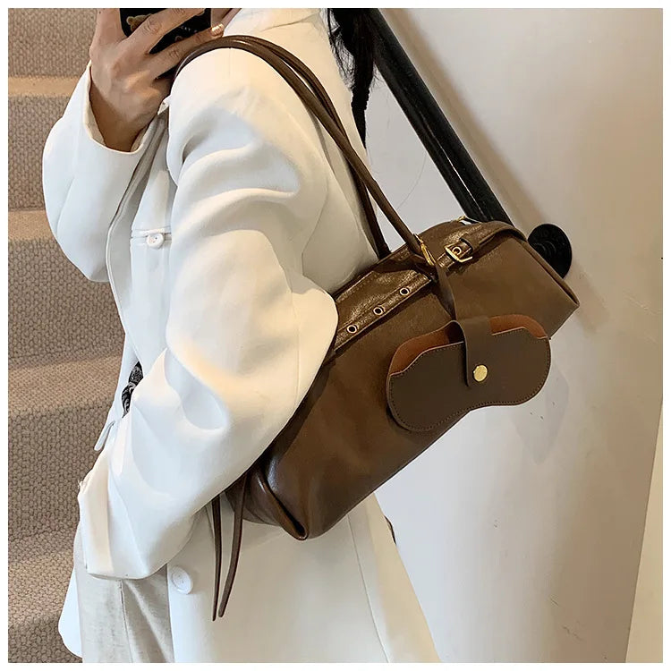 sac cabas porte epaule femme marron