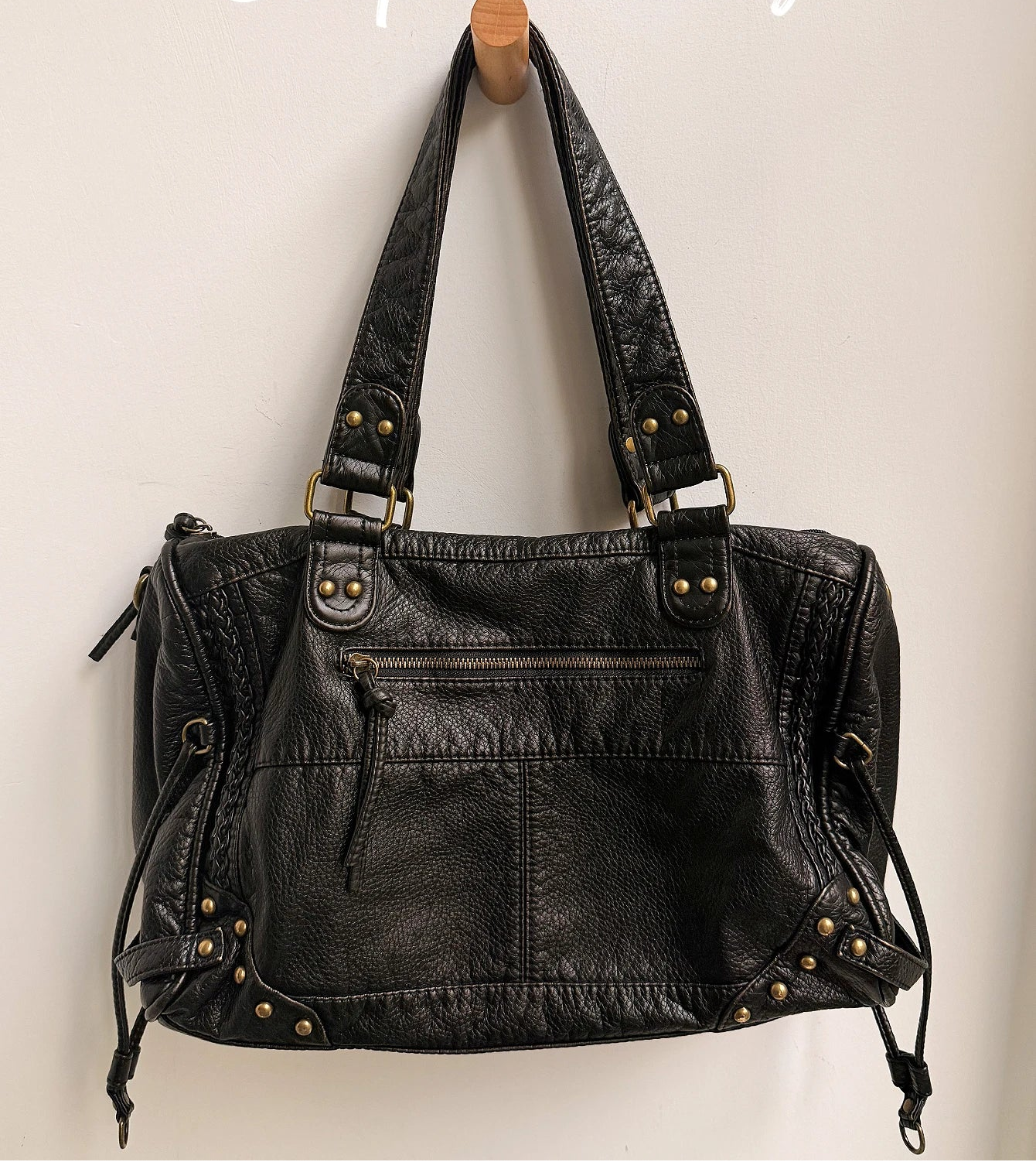 sac de cours cuir noir