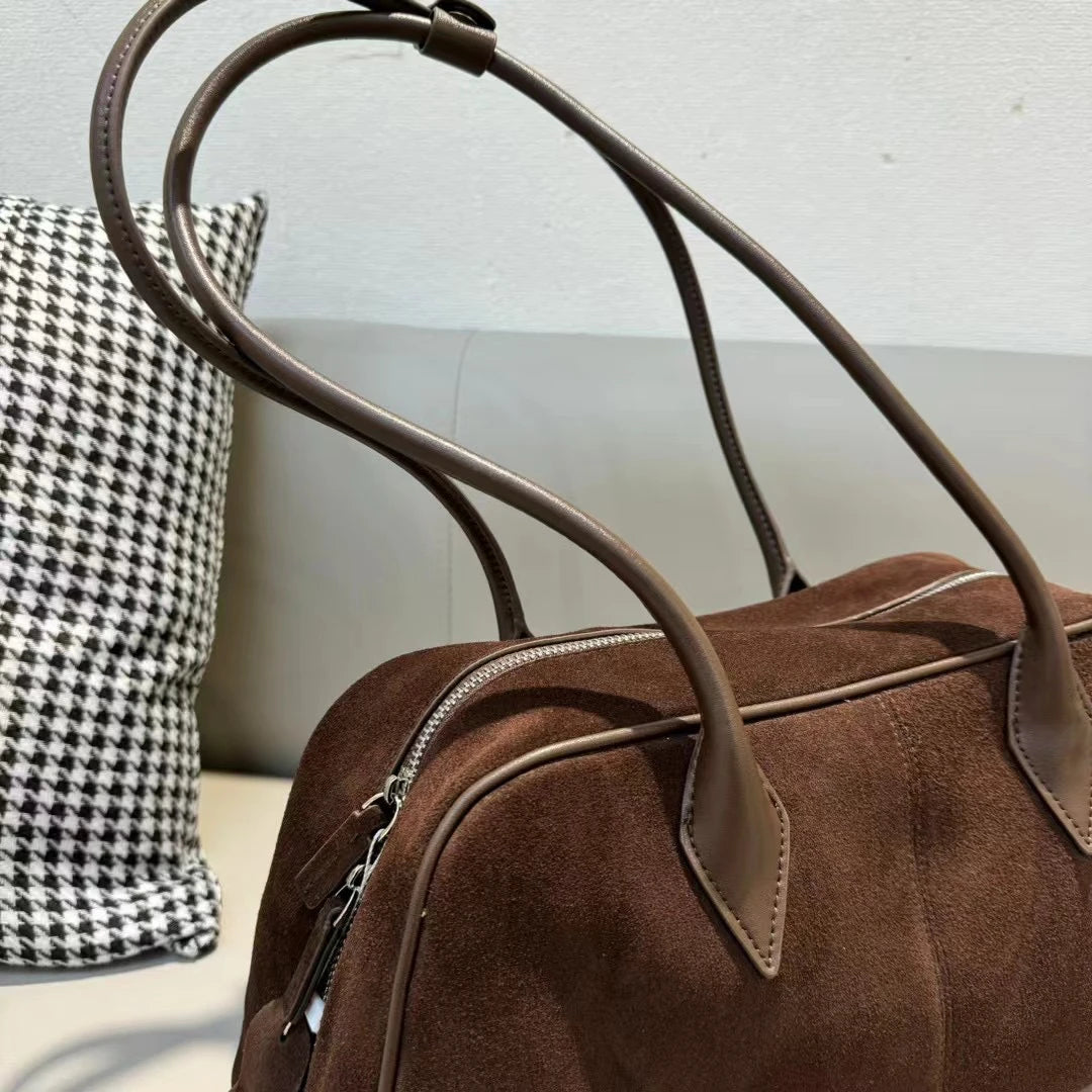 sac de luxe en suedine cafe