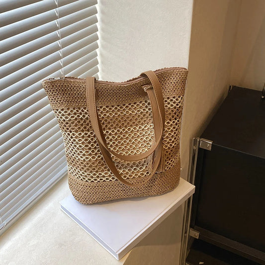 sac de plage en paille tendance