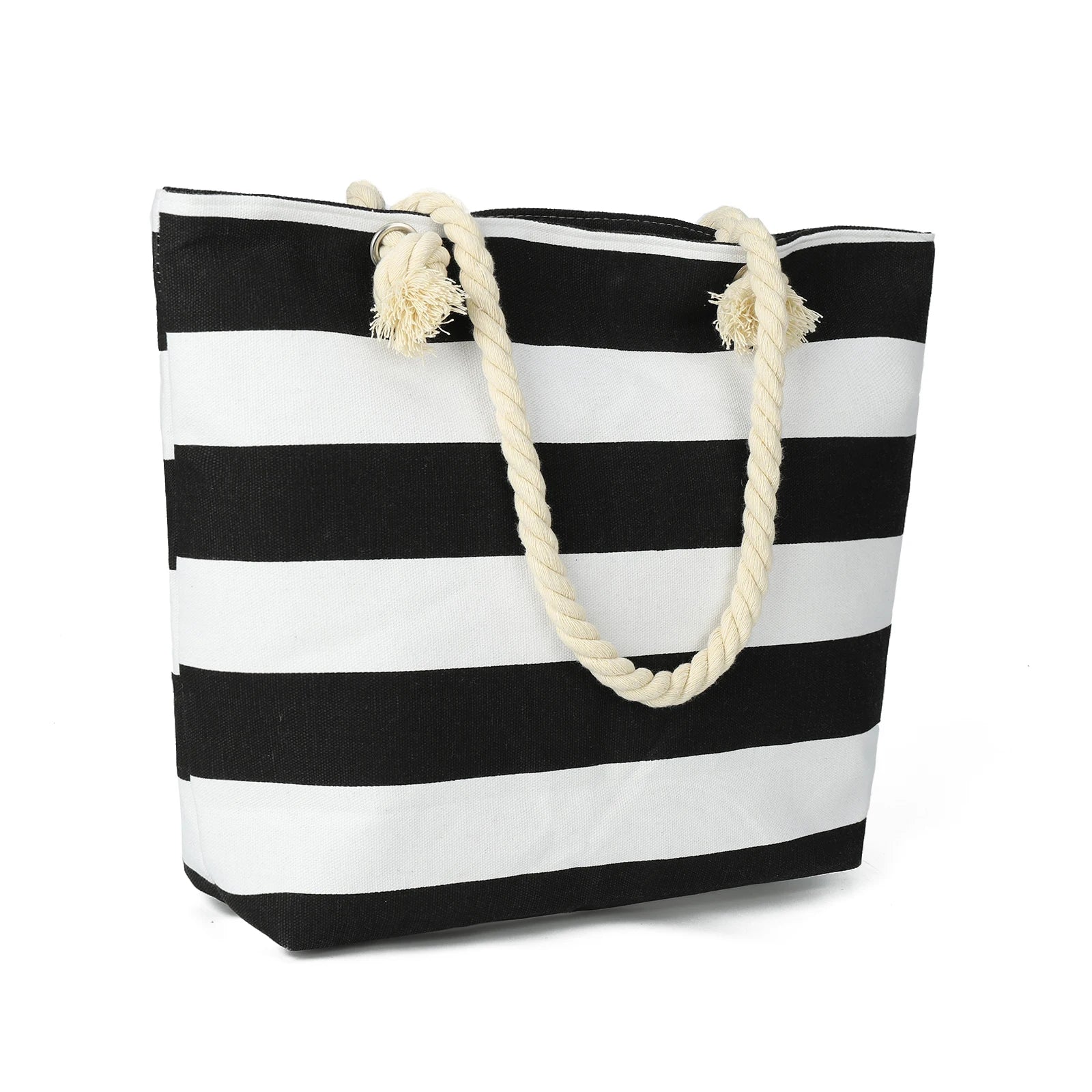 sac de plage noir a rayures