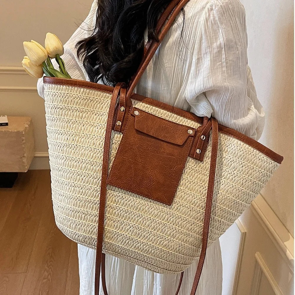 grand sac de plage en paille chic femme