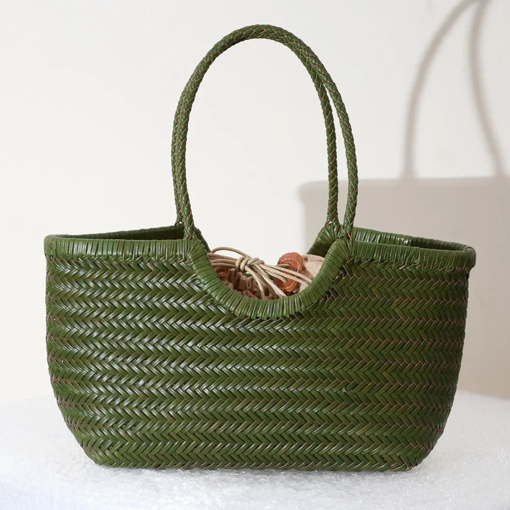 sac en cuir tresse vert