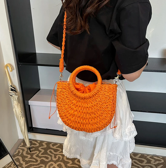 sac en osier orange bandouliere