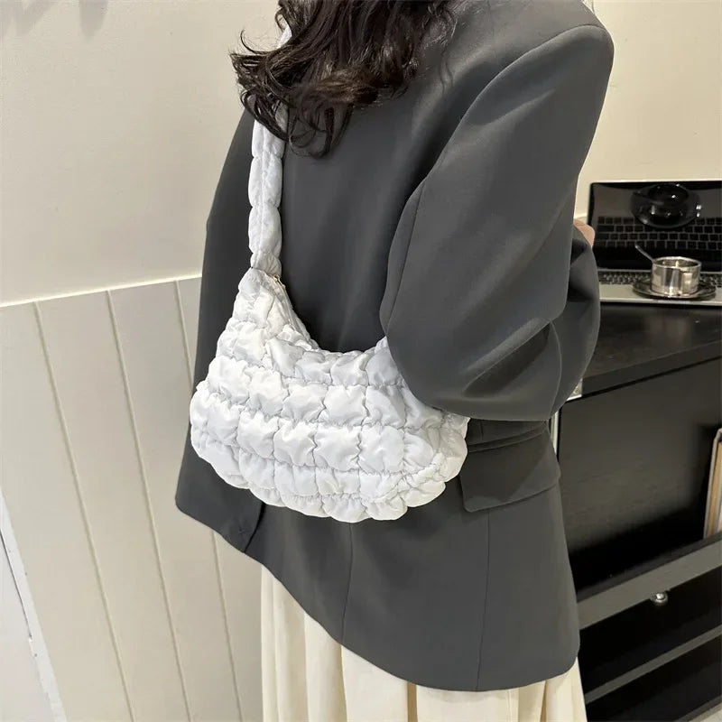 sac en tissu bandouliere matelassé blanc