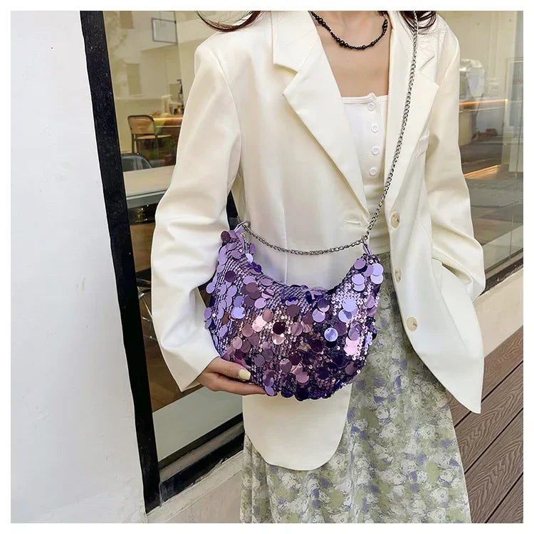 sac epaule paillettes bandouliere