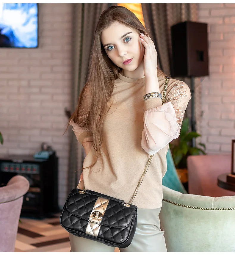 sac matelasse bandouliere cuir noir