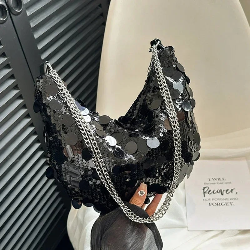 sac paillettes noir femme
