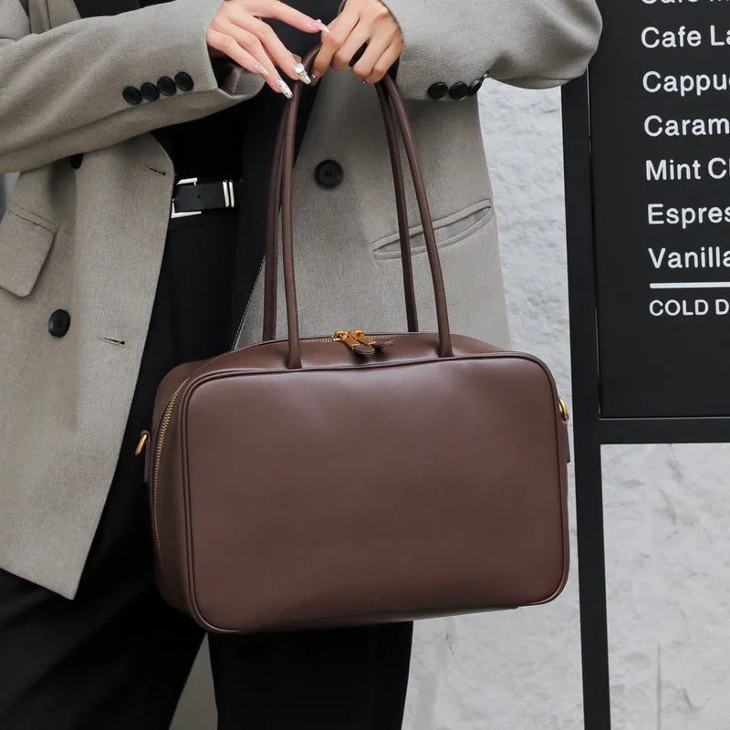 sac porte epaule cuir souple chocolat