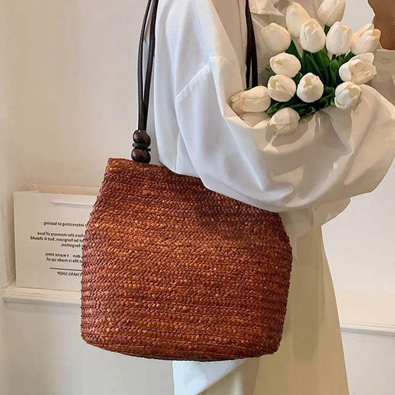 sac seau paille epaule
