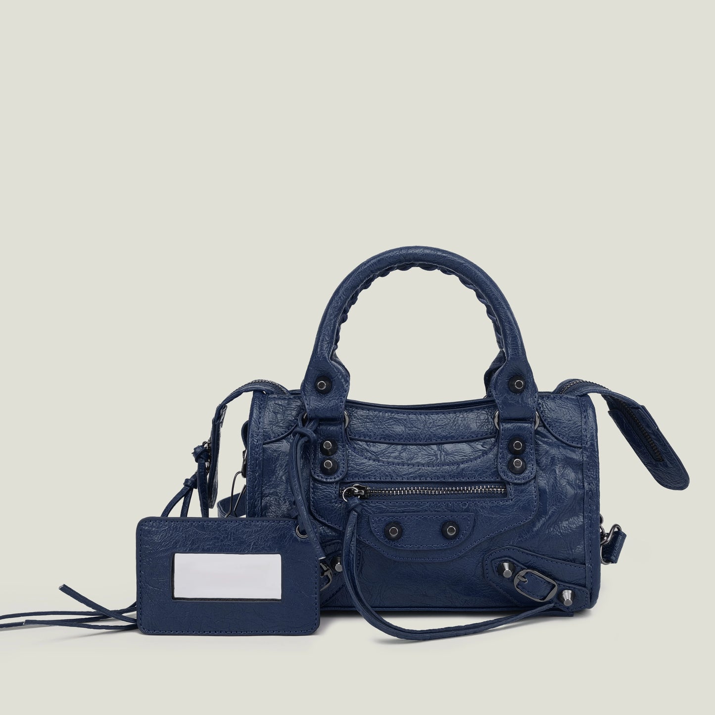 sac a main luxe en cuir bleu fonce