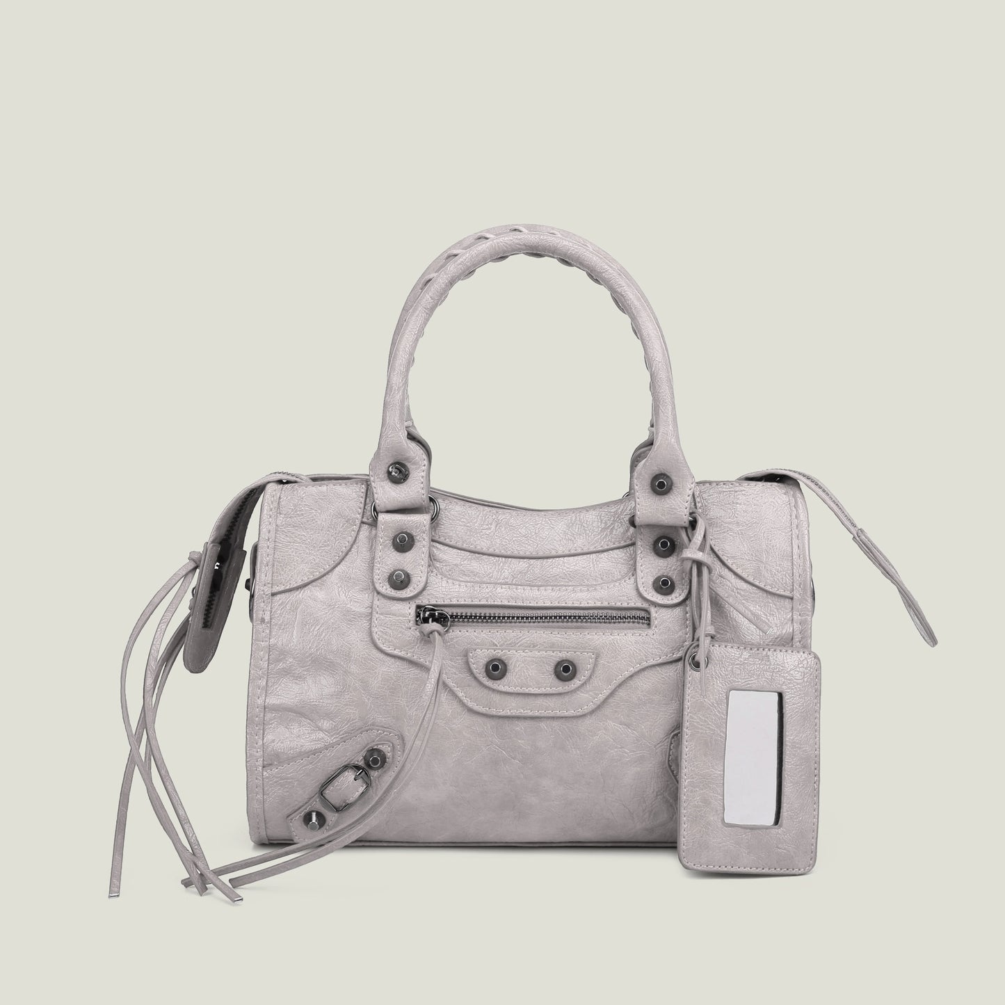 sac a main luxe gris clair grand